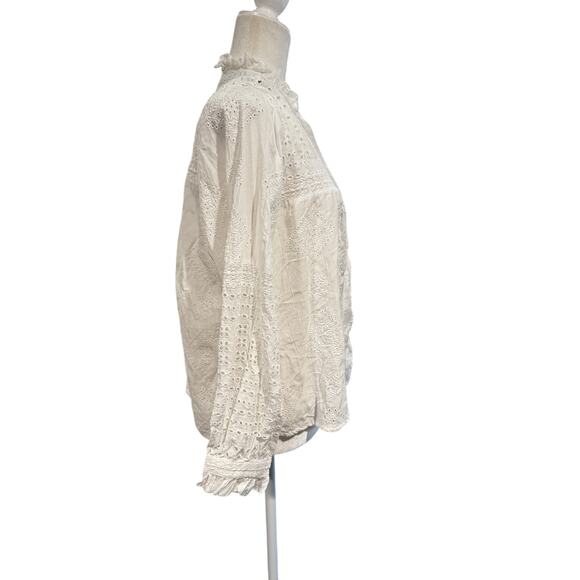 SUNDANCE White Eyelet Embroidered Blouse PM Petite Medium with Cami Liner - Picture 2 of 6